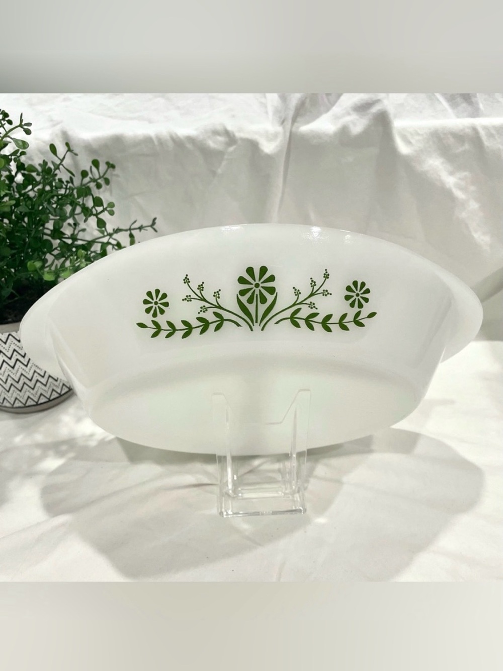 Glasbake “Green Daisy” 1.5 Quart Divided Baking Dish | No Lid | VTG | EUC